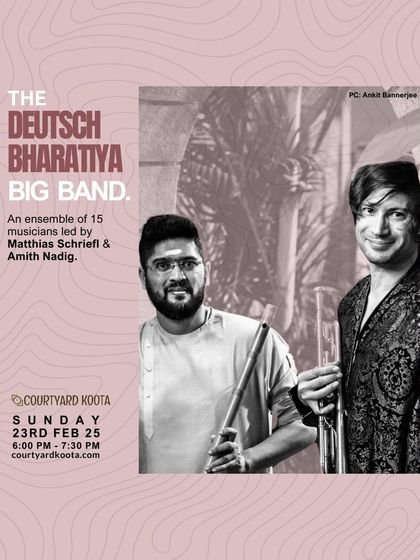 The poster for The Deutsch Bharatiya Big Band, highlighting the lead artists of this extraordinary cross-cultural musical project.