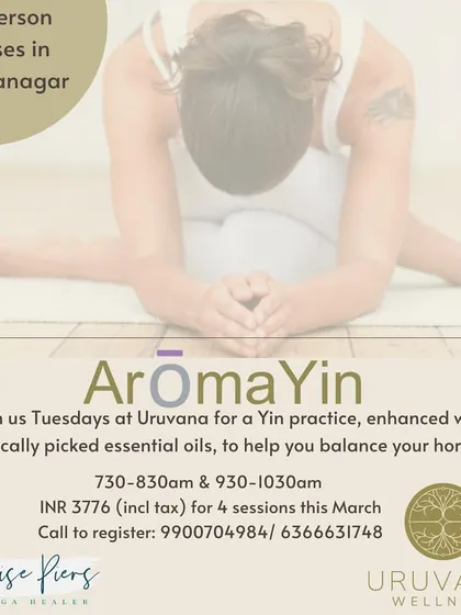 Our AromaYin classes enhance a traditional Yin practice with strategically chosen essential oils. These sessions are designed to help balance hormones and deepen your connection to the body's subtle energies.