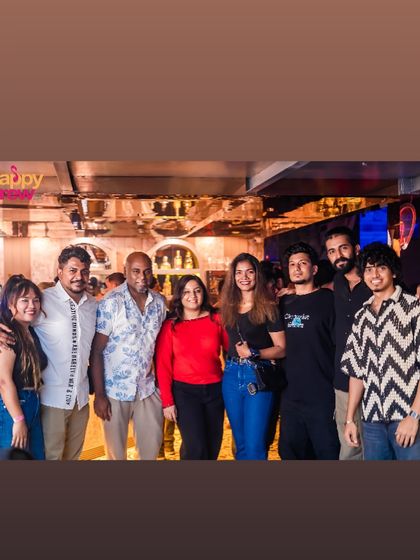 A group photo with friends and regulars. My parties are a great place to socialize and meet new people in Bangalore's nightlife scene.