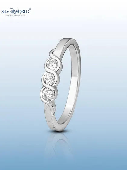 This elegant three-stone zirconia ring symbolizes the past, present, and future. It's a classic design, perfect as a promise ring or an anniversary gift.