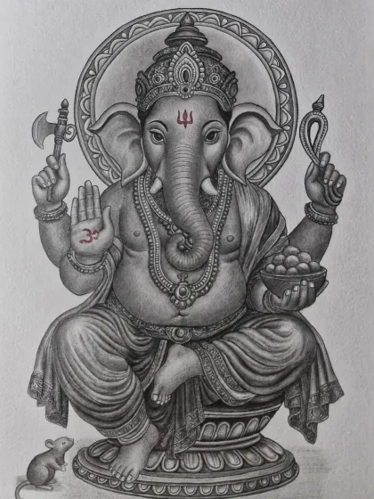 A detailed pencil sketch of Ganpati Bappa, perfect for bringing a spiritual and artistic touch to your space. I draw various deities, focusing on capturing their divine essence with graphite and charcoal.