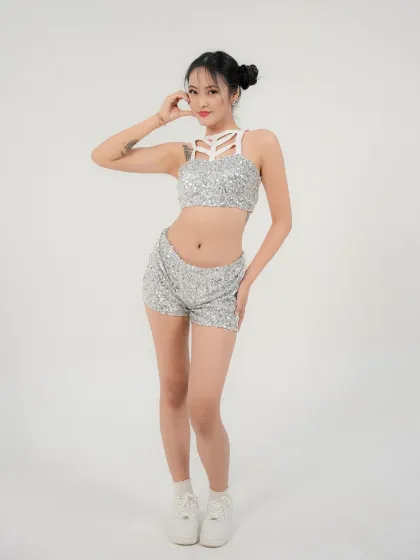 A standard three-quarter pose for a model's portfolio. The clean, even lighting is ideal for commercial and e-commerce style photography.