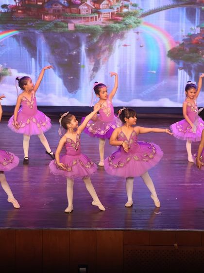 The enchanting ballet performance from our annual showcase. Dressed in beautiful purple tutus, our young dancers brought a storybook world to life with their coordinated movements and charming stage presence.
