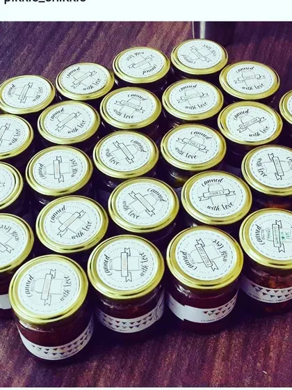 "Canned with love." These were some of our early custom lids for special orders.