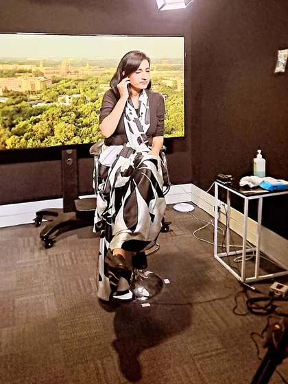 A behind the scenes moment at the BBC studio before being interviewed by Stephen Sackur for Hard Talk. Engaging with international media allows me to bring a constitutional perspective to global conversations about democracy and human rights.