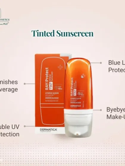 A tinted sunscreen is the ultimate time-saver. It provides double UV protection, shields against blue light from screens, and offers light coverage for blemishes, allowing you to say bye-bye to makeup on many days.