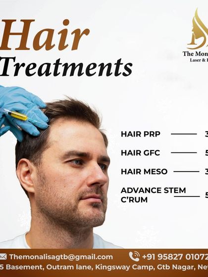 We provide a clear price list for our most popular non-surgical hair treatments, including Hair PRP, Hair GFC, Hair Mesotherapy, and Advanced Stem Cell Serum sessions.