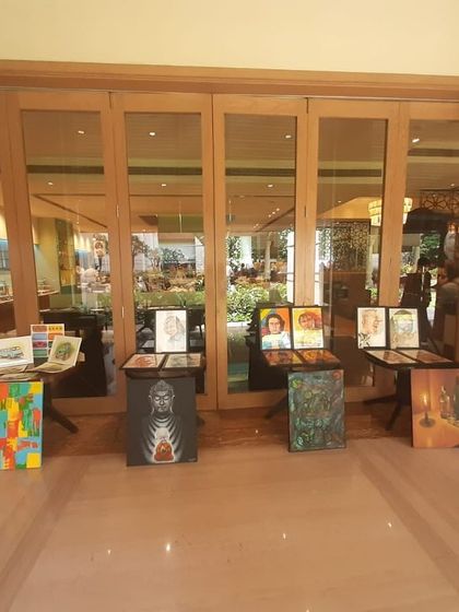 Another view of the exhibition setup at the hotel.