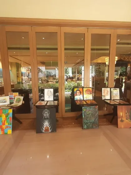 Another view of the exhibition setup at the hotel.