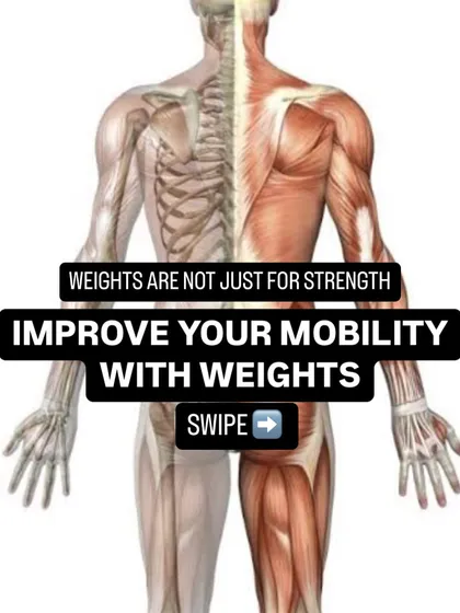 We believe in using weights for more than just strength. This graphic introduces the concept of improving mobility with weighted static holds, a technique we use to build control and stability at the end range of motion.