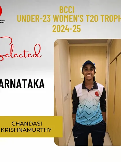 Making her mark! My skilled leg-spinner, Chandasi Krishnamurthy, has been selected to represent the Karnataka State Team in the BCCI Under 23 Women’s T20 Trophy. Congratulations!
