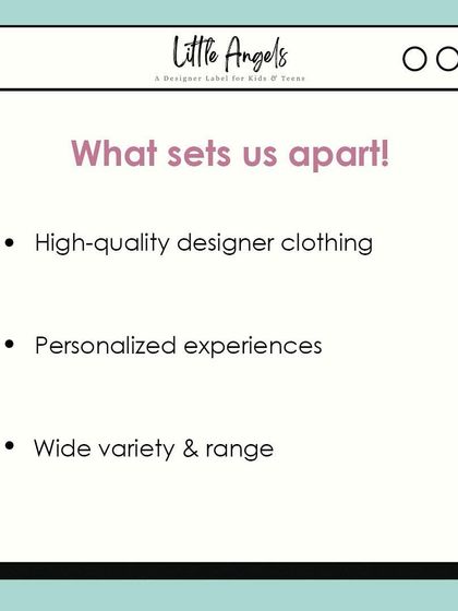 What sets us apart? High quality designer clothing, personalized experiences, and a wide variety of styles and sizes.