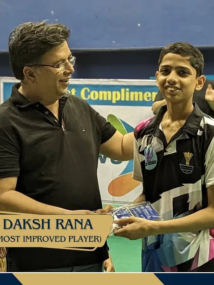 Recognizing progress is key. Here, Daksh Rana is awarded 'Most Improved Player' at the summer camp.