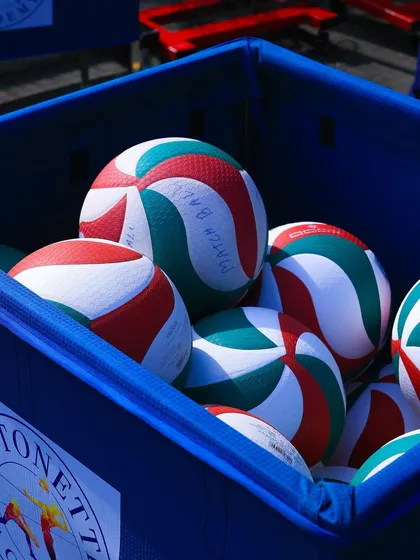 A cart full of new volleyballs ready for our athletes. We ensure our players have access to high-quality equipment in sufficient quantities for effective practice.