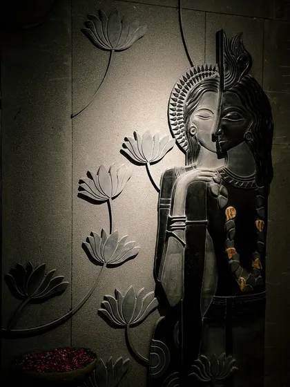 I believe surfaces can tell powerful stories. This Radha Krishna wall panel, sculpted from a single piece of Basalt stone, is a perfect example. It’s more than decoration; it’s a piece of sacred art designed to bring a sense of peace and divinity into a home.
