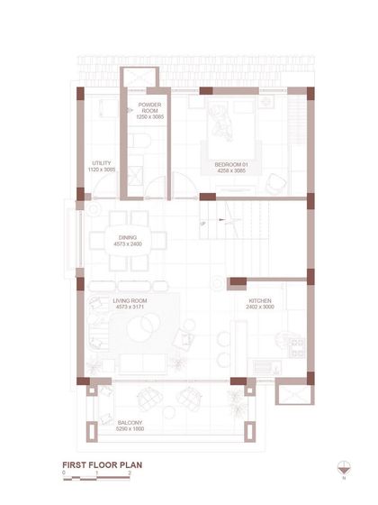 The first floor plan illustrates the open-concept living, dining, and kitchen areas, designed to encourage comfort and conversation.