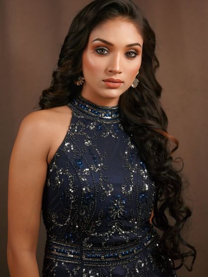 A stunning look created for my 2-month makeup and hairstyling course. This image showcases a glamorous party look.