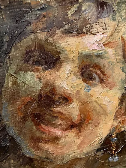 A close-up from my "Smile Spectrum" series, painted with oil on canvas. This piece uses thick, expressive impasto strokes to capture the pure, uninhibited joy in a child's smile.