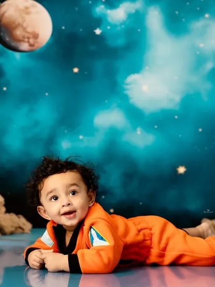 Let's bring your child's imagination to life. This astronaut-themed shoot shows how I use creative backdrops and props to build a whole new world in my studio, making your little one the star of their own cosmic adventure.