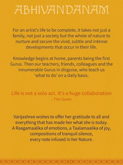 These words capture my feelings perfectly. Life is not a solo act, it's a huge collaboration. I presented this concert as an offering of gratitude to everyone who has been part of my 25-year journey.