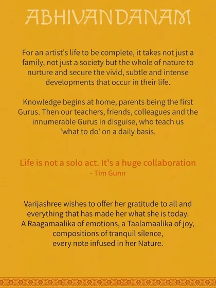 An invitation to my 25th anniversary concert. This note expresses my gratitude to my parents, gurus, friends, and everyone who has been part of my journey. Life is not a solo act.