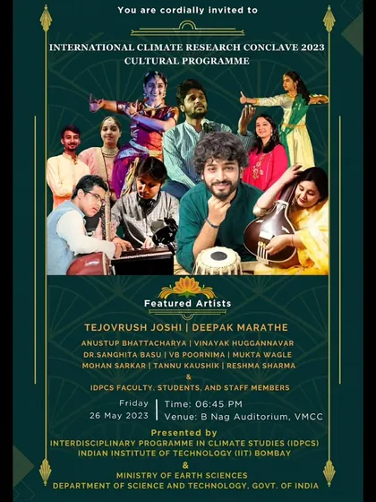 A poster for my tabla solo performance at the International Climate Research Conclave, presented by IIT Bombay.
