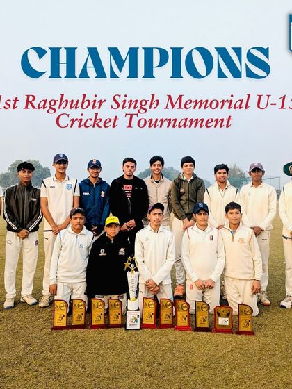 Back-to-back victories. The team after winning the 1st Raghubir Singh Memorial U-15 Cricket Tournament.