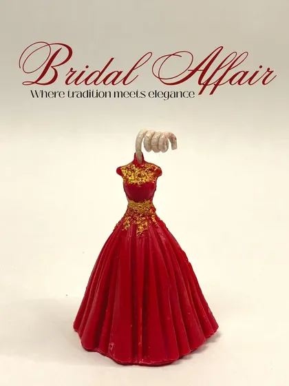 A poster-style image for my 'Bridal Affair' candle, where tradition meets elegance. This is a tribute to the timeless beauty of Indian brides.