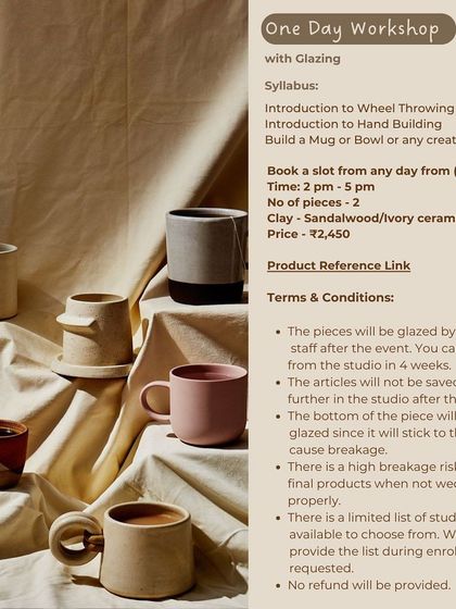 Details for our one-day workshop with glazing, including syllabus, timing, and price.