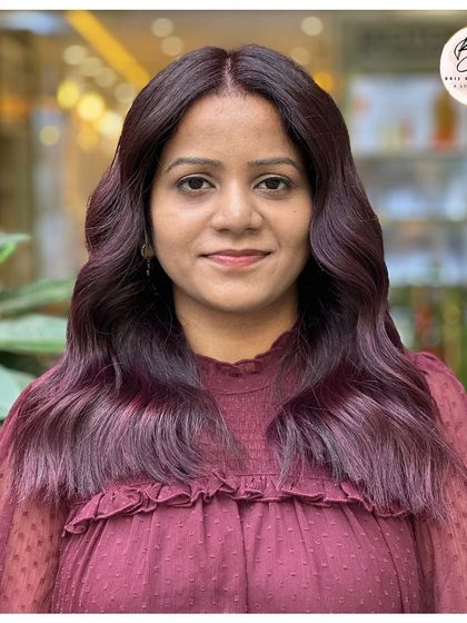 A final look at the beautiful grape wine hair color, a truly captivating and bold statement.