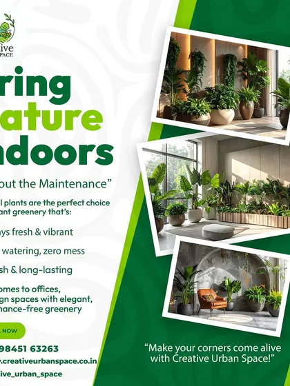 Wondering about upkeep? We offer stunningly realistic artificial greenery for a beautiful, maintenance-free solution. This collage highlights how our high-quality artificial plants can bring lasting vibrancy to any indoor space, from office corners to reception areas, with zero watering or special care required.