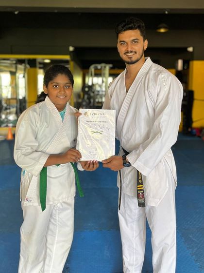 Congratulations to this student on her promotion. Each certificate represents hours of practice and commitment.