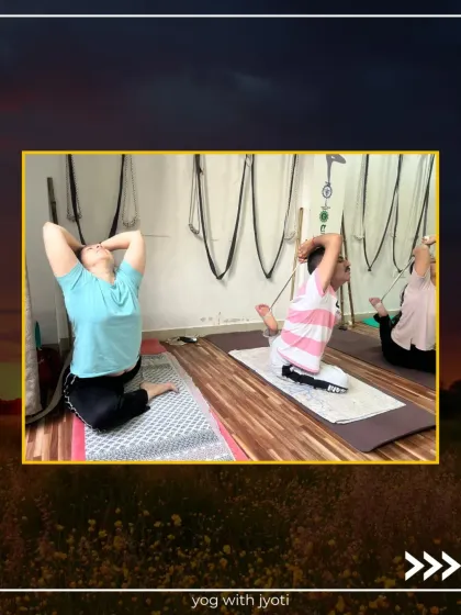 A closer look at the form in King Pigeon Pose, showing the deep stretch in the back and shoulders.