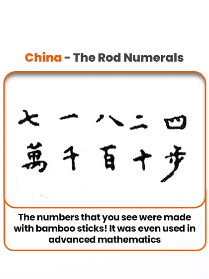 In ancient China, mathematicians and traders used a system of rod numerals. These bamboo sticks could be arranged to represent numbers and perform calculations.
