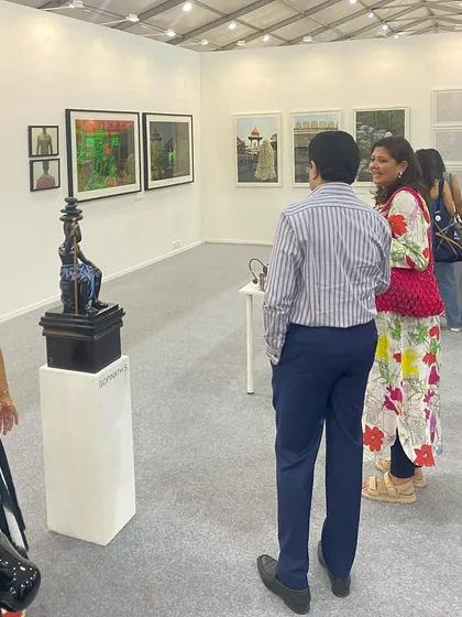 Visitors at our Art Mumbai booth on the first day.