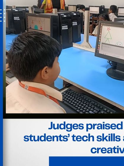 The judges of "Virtual Strokes" praised the students' impressive tech skills and creativity. This student's work, a festive scene created with code, is a great example of the talent on display.