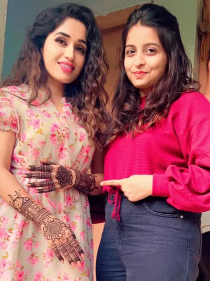 Another happy moment on the set of the TV serial with the lead actress.