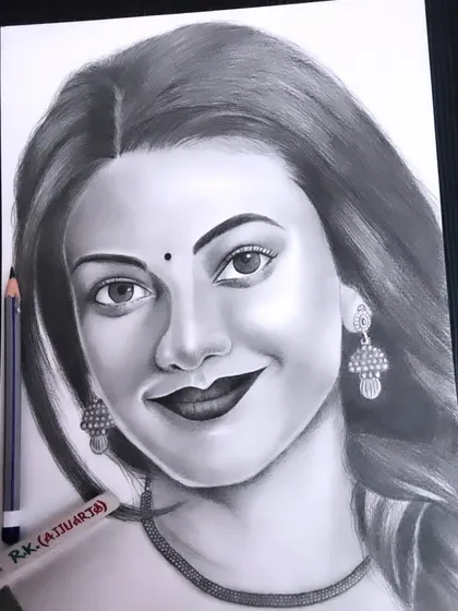 A final look at the Kajal Aggarwal portrait, a piece I truly enjoyed creating.