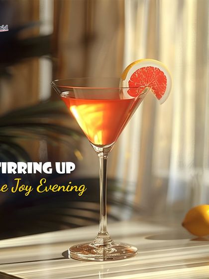 Stirring up the joy this evening. This image of a beautiful grapefruit cocktail promises that every pour sparks celebration and creates unforgettable moments.