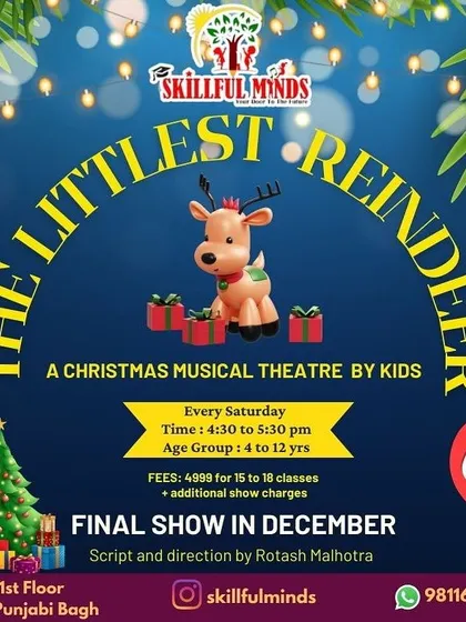 'The Littlest Reindeer' is a Christmas musical theatre program for kids aged 4 to 12. It's a wonderful opportunity to learn about speech clarity, expressions, and teamwork.