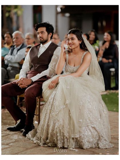 An emotional moment during the reception as the bride sheds a tear of joy.