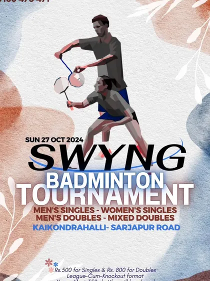 We organize comprehensive badminton tournaments with categories for everyone, including Men's Singles, Women's Singles, Men's Doubles, and Mixed Doubles.