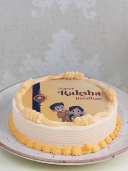 A clean and simple photo cake design for Raksha Bandhan, perfect for sending a sweet message to your sibling.