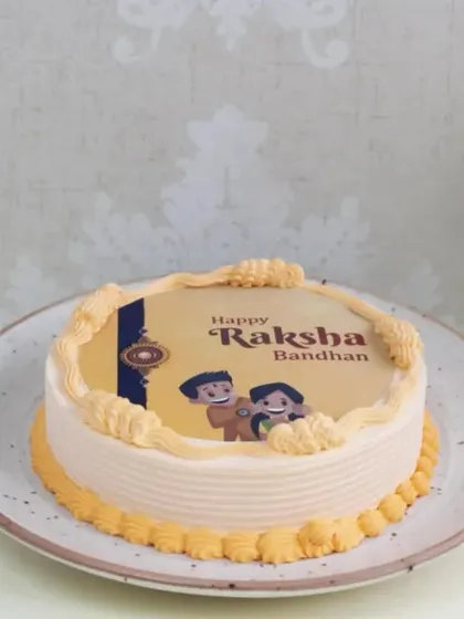 A clean and simple photo cake design for Raksha Bandhan, perfect for sending a sweet message to your sibling.