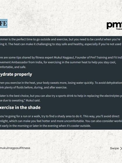 Exercising in the summer heat requires extra care. My article in the Financial Express provides essential dos and don'ts, like hydrating properly and wearing light clothing, to stay safe while working out.