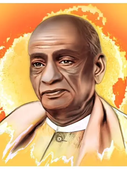My digital portrait of Sardar Patel with a warm, orange-toned background, giving it a powerful and inspiring feel.