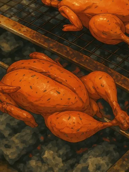 An artistic illustration of our grilled chicken, capturing the perfect char and juicy texture that we are famous for.