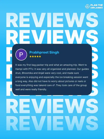 Prabhpreet's review of his first-ever backpacker trip to Hampi highlights our organized planning and the friendly, helpful nature of our guides. We take care of everything, so you can just enjoy.