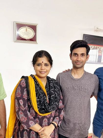 With the talented musicians who will be supporting my performance at the Madras Music Academy. A dancer's performance is always a collaboration with the live orchestra.