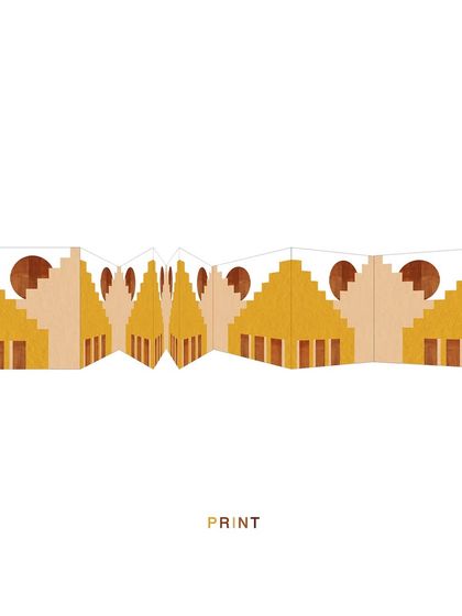 The "print" for the Stone Print Villa facade was a simple module of lines and shapes. This allowed the geometry to scale across the elevation without forcing symmetry, reading as a graphic from a distance and revealing its detail up close.